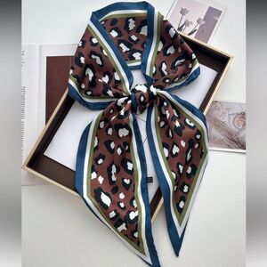 Anthropologie Leopard Print Scarf - Brown and Blue